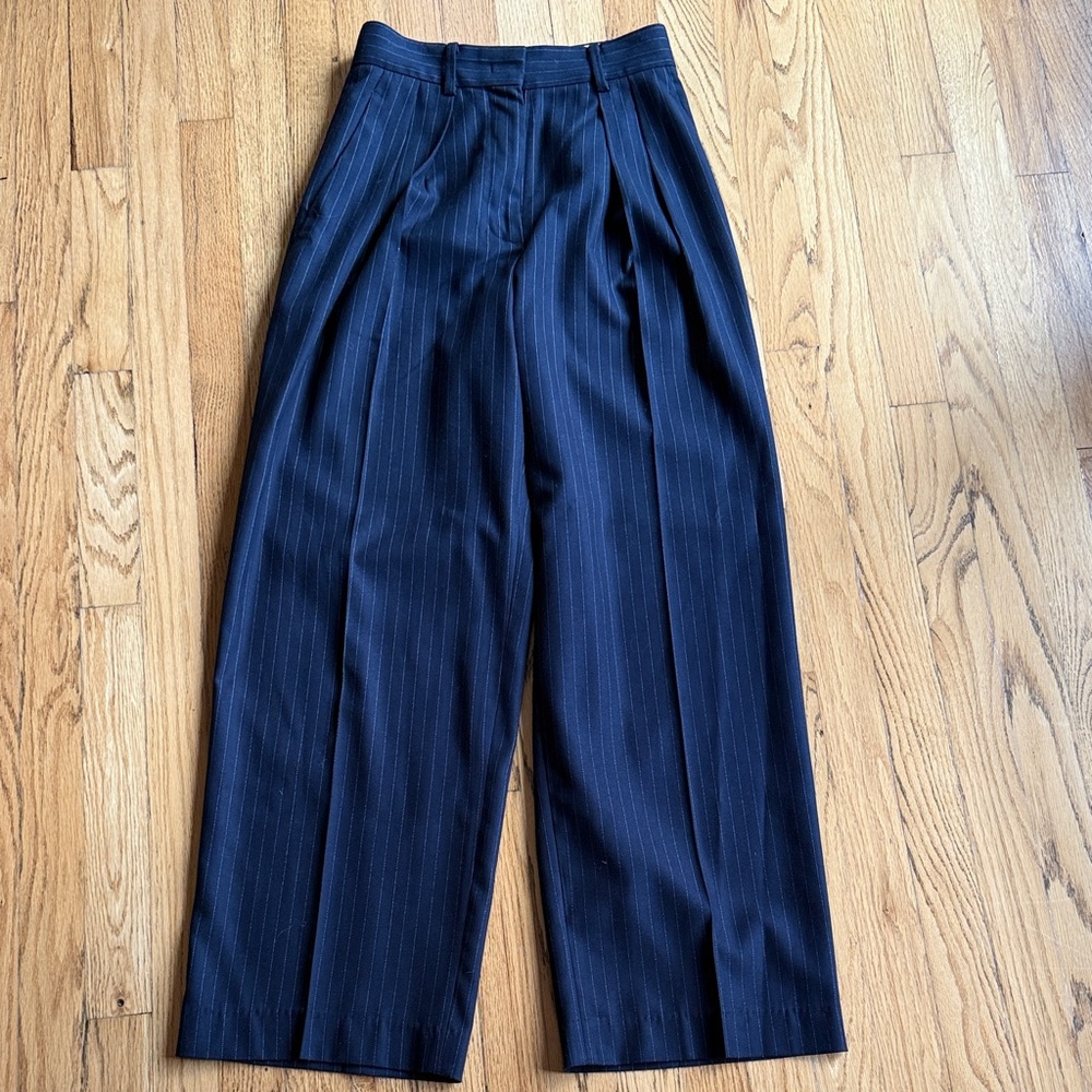 The Frankie Shop Navy Pinstripe Pants